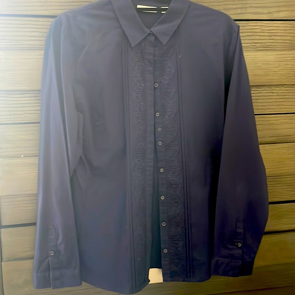 Navy button down shirt